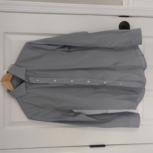 Club Monaco, Small Slim Fit Button Down Shirt, Blue, White, Black Stripes - Picture 1 of 4